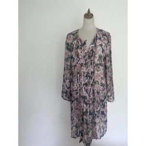 SUNDANCE Province Rose Sheer Floral 100% Silk Prairie Dress Size M